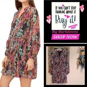 Vince Camuto Vibrant Floral Long Sleeve Dress. NWOT Size Large